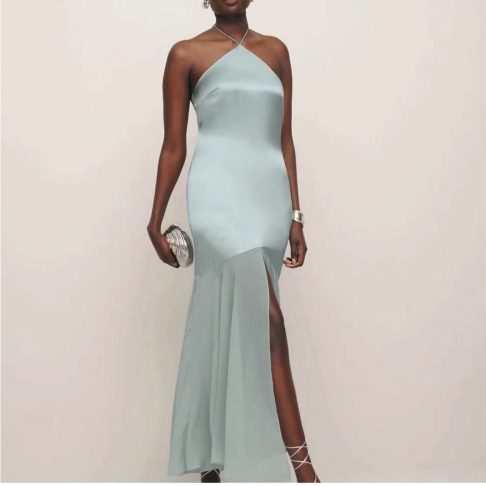 NWT Reformation Tosca Silk dress- aquamarine